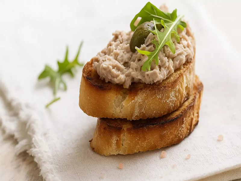 tapas rillettes de thon & citron sur pain grillé