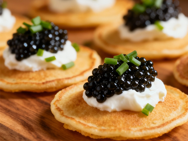 BOUCHÉES AUX ORMEAUX SUR BLINIS DE SARRASIN