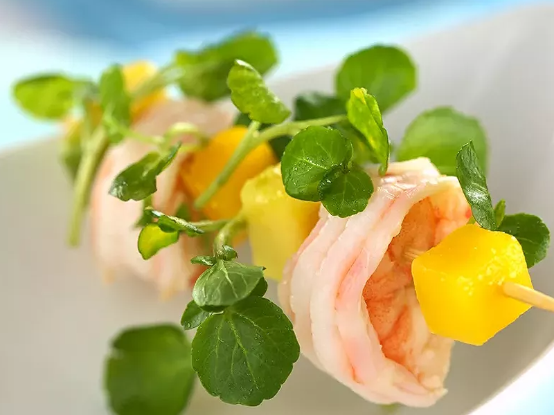 Brochettes Crevettes – avocat – citron