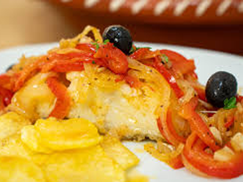 Morue salée aux poivrons et pommes de terre