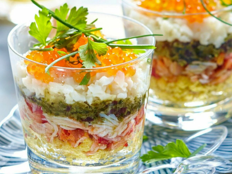 SALADE RUSSE  avec crevettes & œufs de poisson